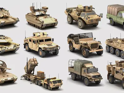 Military army collection Low-poly 3D model