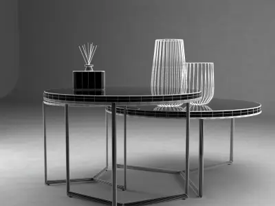 Salon table set  Free 3D model