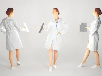 Attractive surgical nurse with a folder 109 Low-poly 3D model