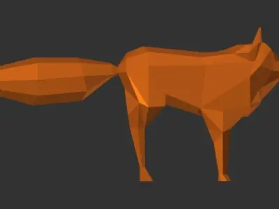 Low poly fox in polygons Low-poly 3D model