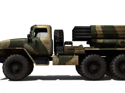 BM21 GRAD Rocket Launcher Low-poly 3D model