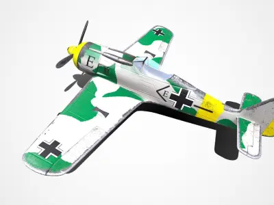 Focke-Wulf Fw 190 German WW1 Fighter Plane Low-poly 3D model