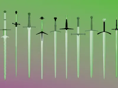100 Fantasy Weapons Basemesh Pack V6 Low-poly 3D model