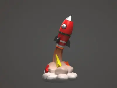 Cartoon Rocket Ship 3D model
