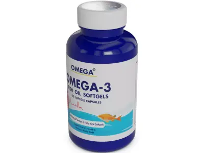 Vitamin and mineral supplements Omega-3 Fish Oil Softgels Low-poly 3D model