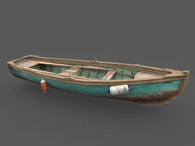Painted Wooden Boat 3D model