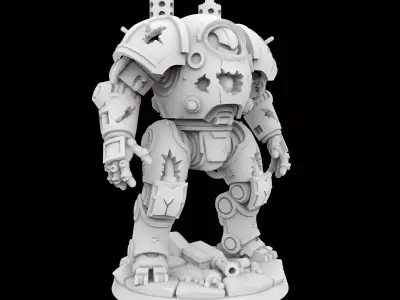 Battle Damaged Robot Mech 3D Printable Model  3D print model