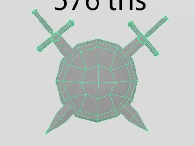 Collection of shields Lowpoly model 12 options UV Free low-poly 3D model