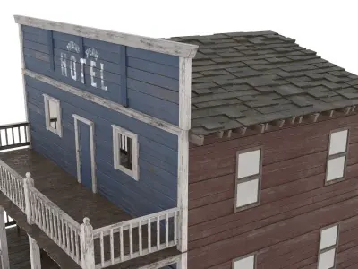 Wild West Hotel Low-poly 3D model