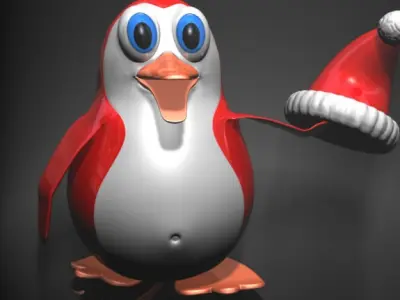 Christmas Penguin Rigged Low-poly 3D model