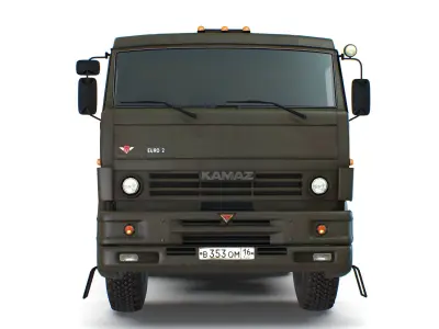 Kamaz 5350 6x6 Russian General Utility Truck Car Military Low-poly 3D model