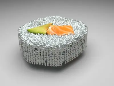 Sushi Roll With Sesame Seeds 3D model