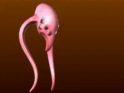 Alien Squid Creature Low-poly 3D model