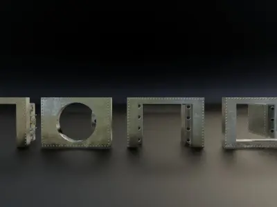 Reinforced Vault Door Set Low-poly 3D model