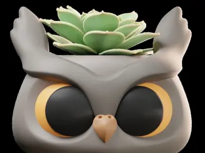 Owl Head- planter for 3D print 3D print model