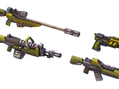 42 dollars discount SciFi Cartoon Weapons Set Low-poly 3D model