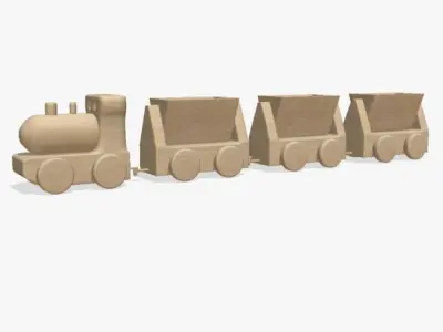 Wooden Toy Train 3D model