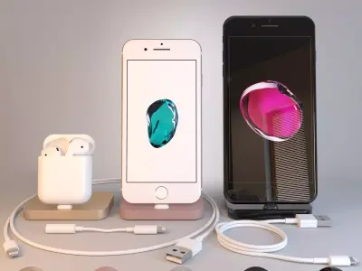 Apple Collection iPhone7 iPhone 7 Plus AirPods Lightning 3D model