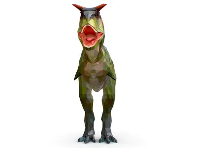 Dinosaur Carno Green Lowpoly Art Style Animal Low-poly 3D model