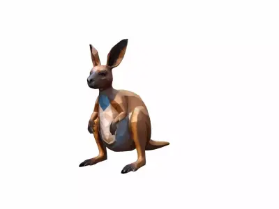 A Female  Gender Grey Red Kangaroo 3d Render 3D model