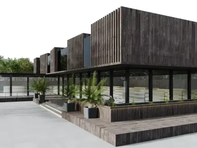 Modern Small Scale Shopping Mall Exterior Market  3D model