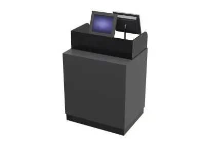 Cash desk counter with monitors in store 3D model