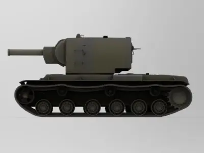 Low Poly Soviet KV-2 Tank Low-poly 3D model