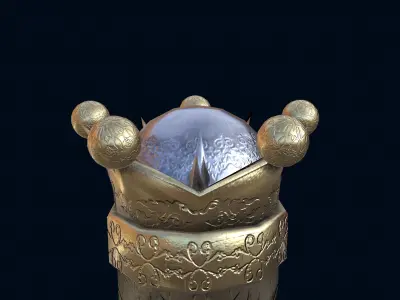 Royal cane with gold engraved parts Low-poly 3D model