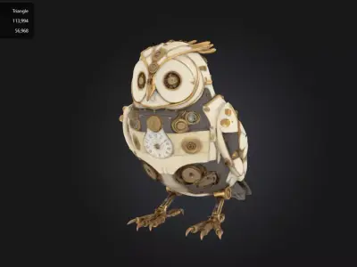 Steampunk Mechanical Owl 3D model
