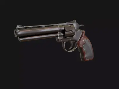 Stylized Grandfather Revolver Low-poly 3D model