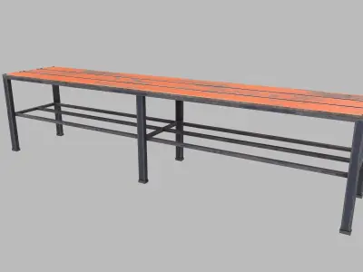 Old Wooden Bench Low-poly PBR Free low-poly 3D model