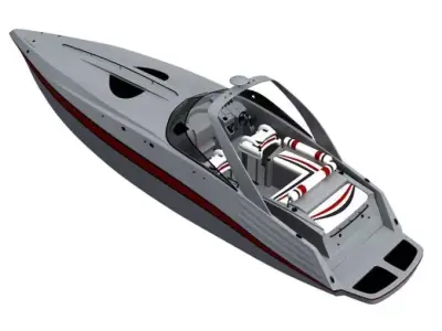 small fishing boat Low-poly 3D model