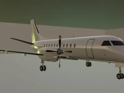 SAAB 340 and 3D Cockpit low poly model with generic livery Low-poly 3D model