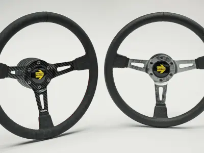 MOMO Style Racing Steering Wheel in 4 colour variants 3D model