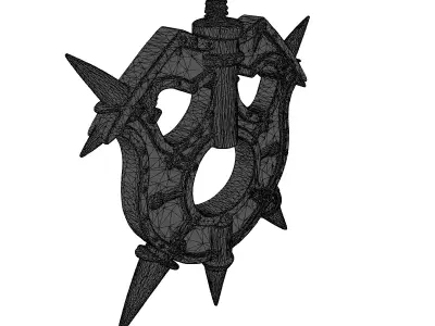 Fantasy Rusted Spiked Metal Emblem 3D model