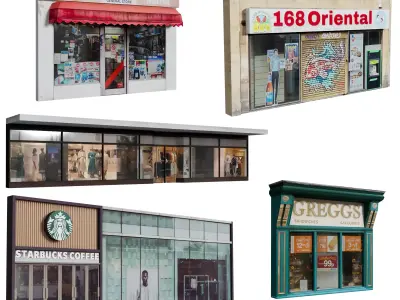 Storefront Shopfront Starbucks Coffee Shop Retail City Low-poly 3D model