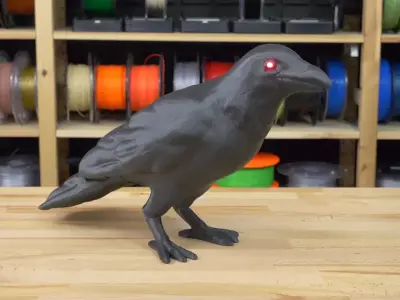 Evil Raven Crow STL with LED Eyes Free 3D print model