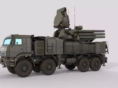 Pantsir S2 shell close air defence system Low-poly 3D model