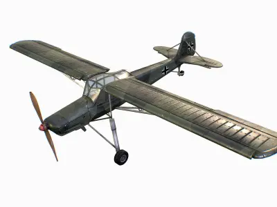 German liaison aircraft Fieseler Fi 156 Storch Low-poly 3D model