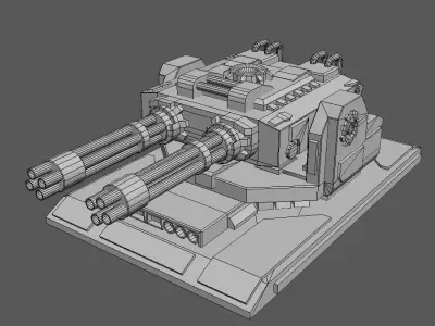 GatlingTurret lego tank Low-poly 3D model