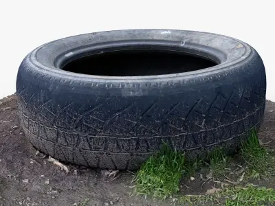 Photorealistic 3D scan of a tire Low-poly 3D model
