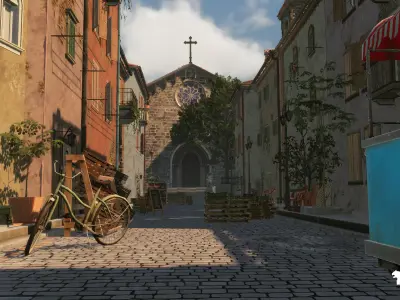 Italian Alley Low-poly 3D model
