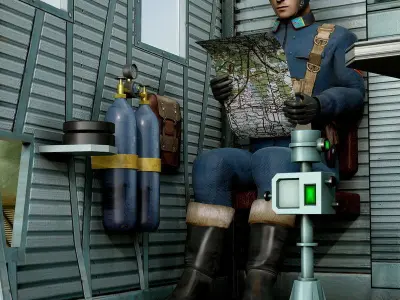 TB-3 russian biplane with propellers flying in sky 3D model