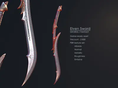 Elven Sword 2 Low-poly 3D model