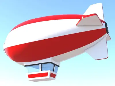 Low-poly zeppelin airship flying in sky Low-poly 3D model