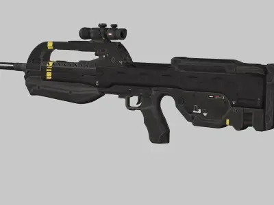 BR55 Battle Rifle Game Ready Low Poly 3D Model Low-poly 3D model