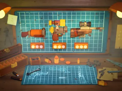 Cartoony Guns Free low-poly 3D model