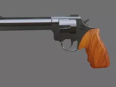 Chrome Revolver 44 - Wood Magnum Gun - Arma Low-poly 3D model