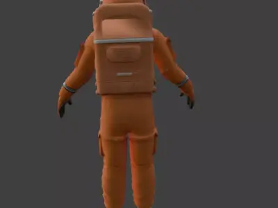 orange spacesuit rigged low poly 3D model
