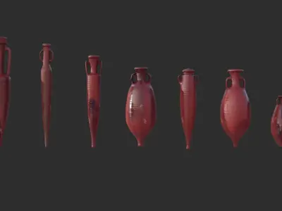Amphora - Red Oiled Painted Terracotta Low-poly 3D model